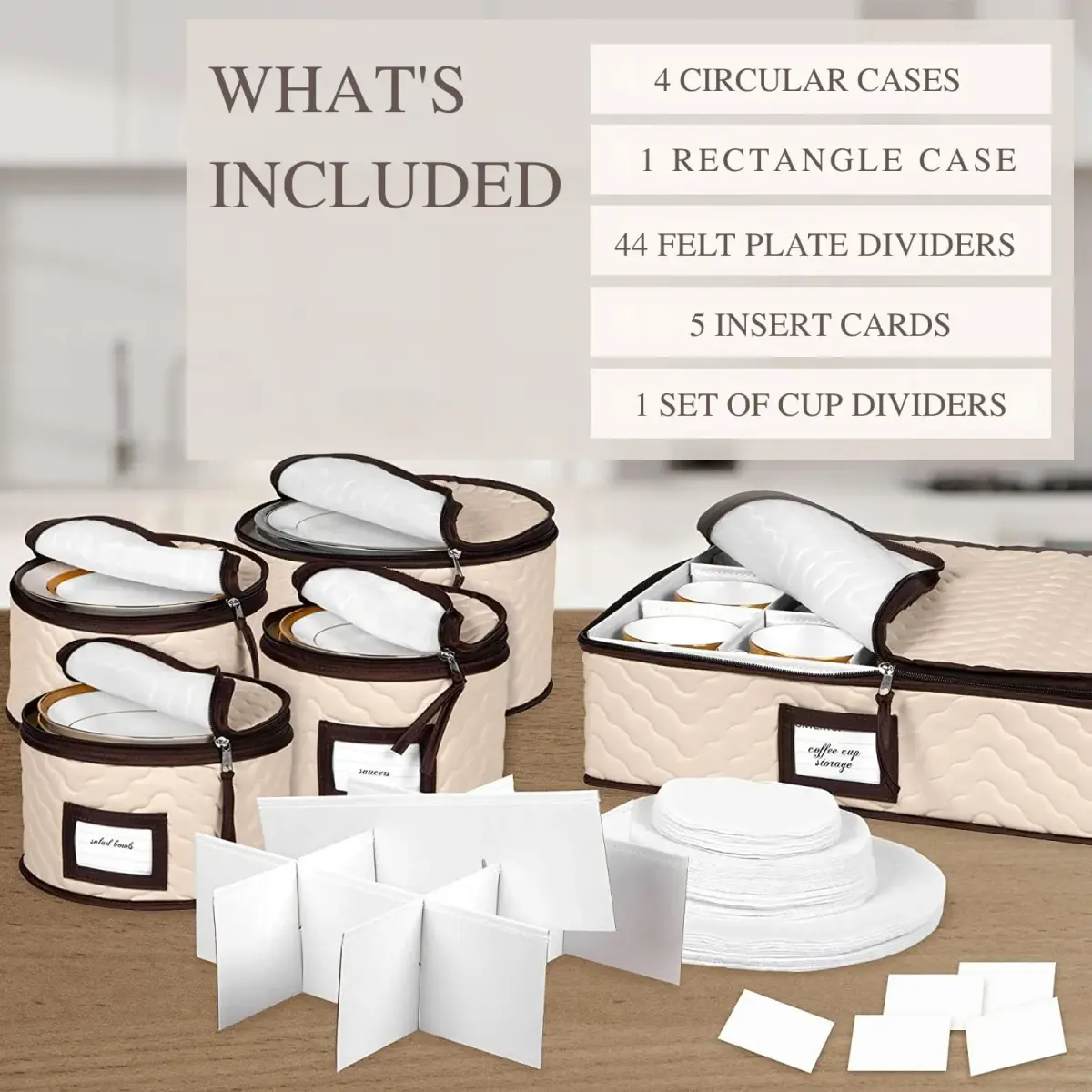 HOLDN’ STORAGE 5-Piece China Storage Container Set for 12 Place Settings | Quilted Microfiber with Dividers - view 3