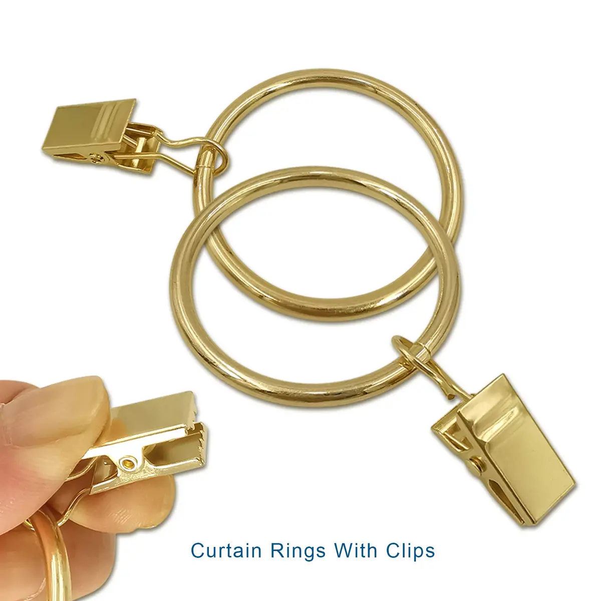 LLPJS Curtain Rings with Clips 1.5 inch ID | Gold 60 Pack for Elegant Drapery (70-120 chars) - view 4