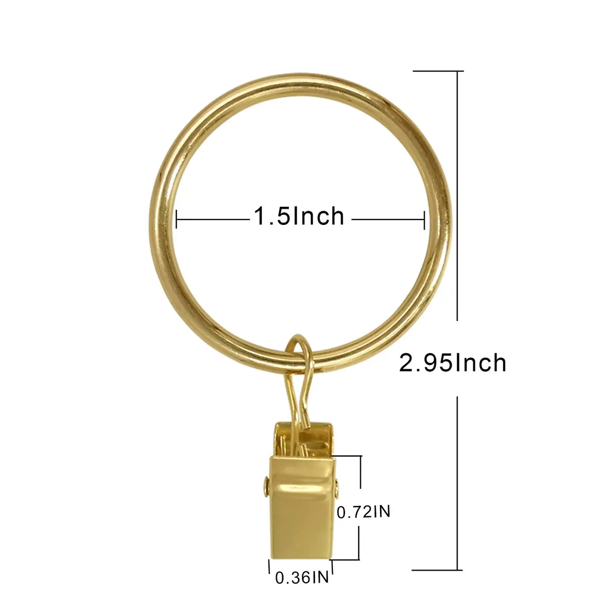 LLPJS Curtain Rings with Clips 1.5 inch ID | Gold, Set of 20, Durable & Elegant - view 2