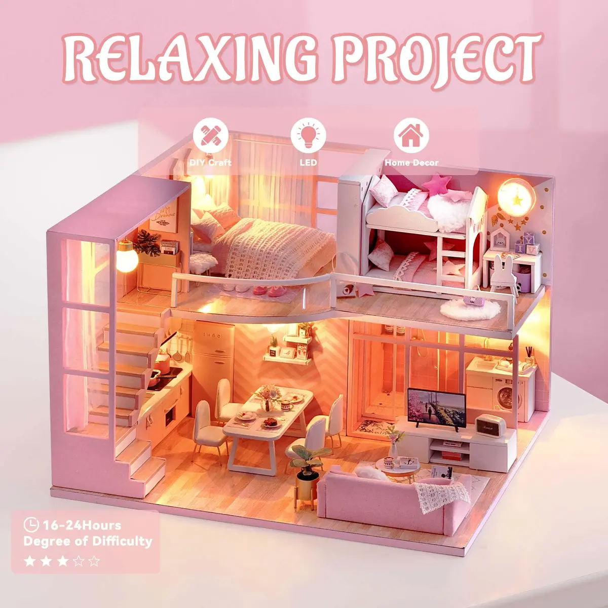 Flever Dream Angel DIY Dollhouse Miniature Kit 24cm (9.6") | 1:32 Scale Craft Model for Ages 14+ - view 6