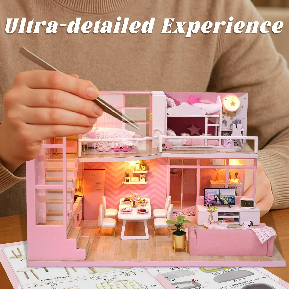 Flever Dream Angel DIY Dollhouse Miniature Kit 24cm (9.6") | 1:32 Scale Craft Model for Ages 14+ - view 9