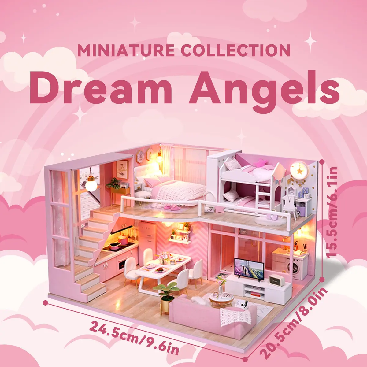 Flever Dream Angel DIY Dollhouse Miniature Kit 24cm (9.6") | 1:32 Scale Craft Model for Ages 14+ - view 2