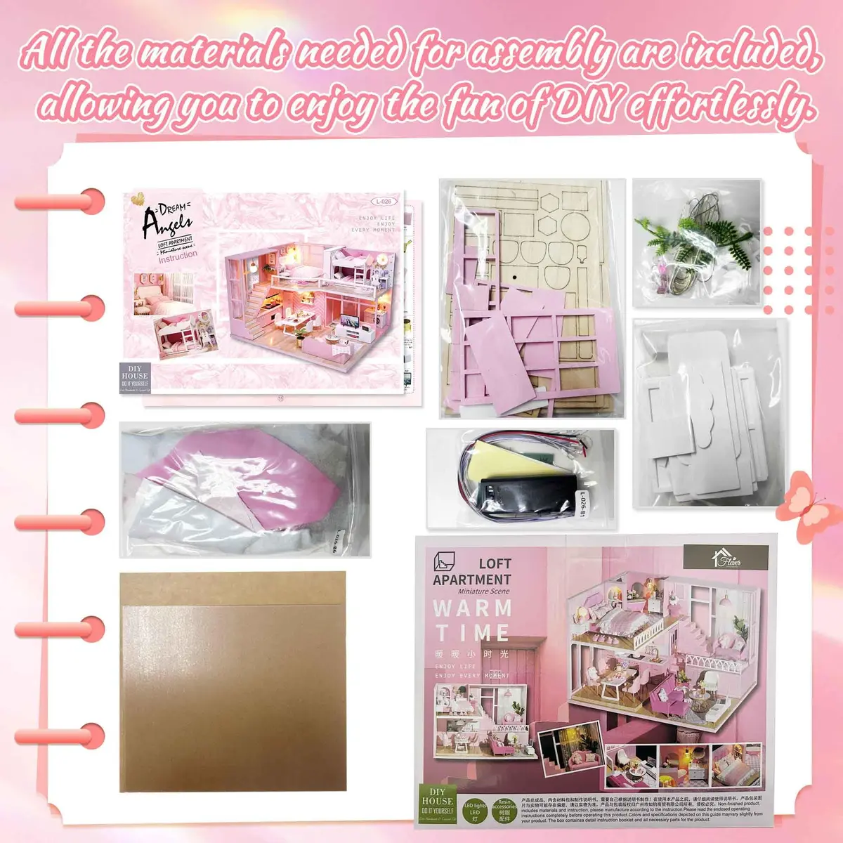 Flever Dream Angel DIY Dollhouse Miniature Kit 24cm (9.6") | 1:32 Scale Craft Model for Ages 14+ - view 3