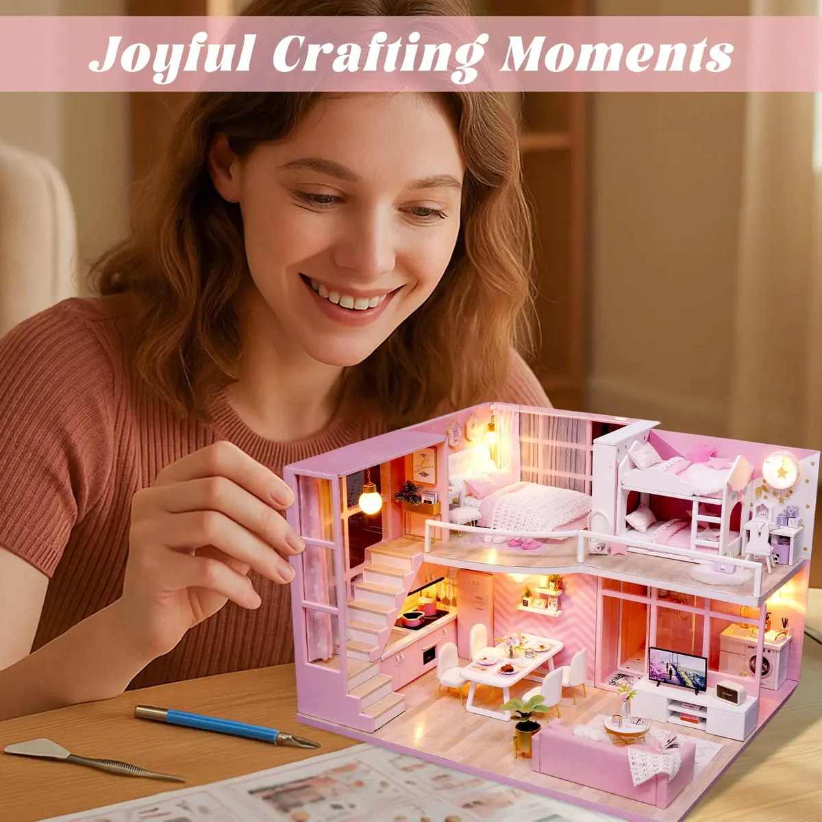 Flever Dream Angel DIY Dollhouse Miniature Kit 24cm (9.6") | 1:32 Scale Craft Model for Ages 14+ - view 4
