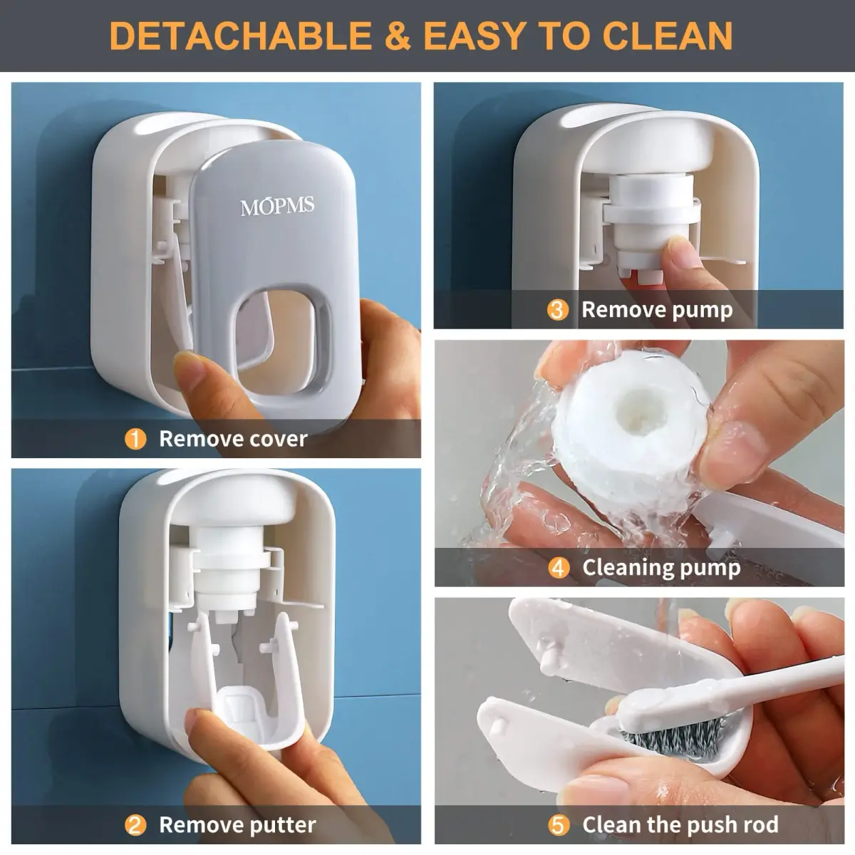 MOPMS Automatic Toothpaste Dispenser Grey | Hygienic Hands-Free Squeeze for Kids & Adults - view 7