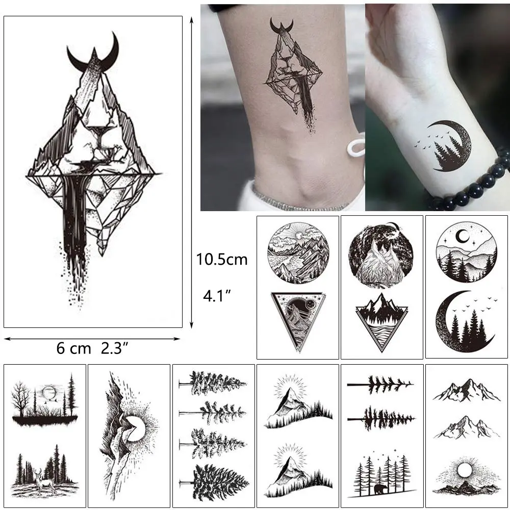 glaryyears 30pcs Realistic Mountain Space Temporary Tattoos | Waterproof, Skin-Friendly, Vibrant Designs for Festivals & Parties - view 5