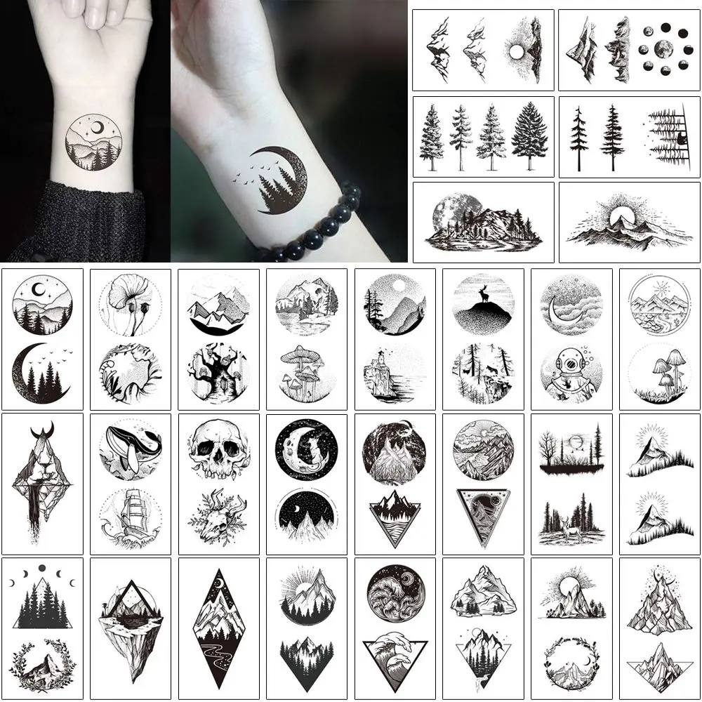 glaryyears 30pcs Realistic Mountain Space Temporary Tattoos | Waterproof, Skin-Friendly, Vibrant Designs for Festivals & Parties - view 2