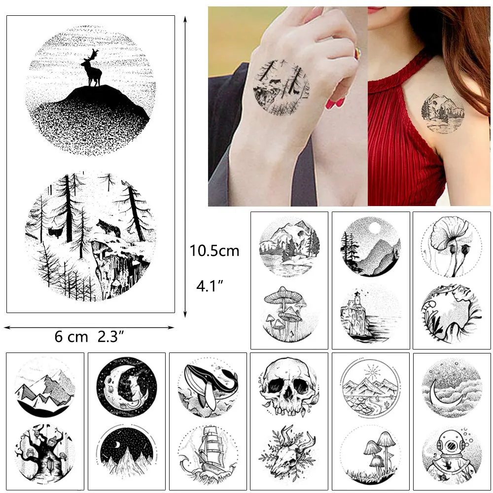 glaryyears 30pcs Realistic Mountain Space Temporary Tattoos | Waterproof, Skin-Friendly, Vibrant Designs for Festivals & Parties - view 3