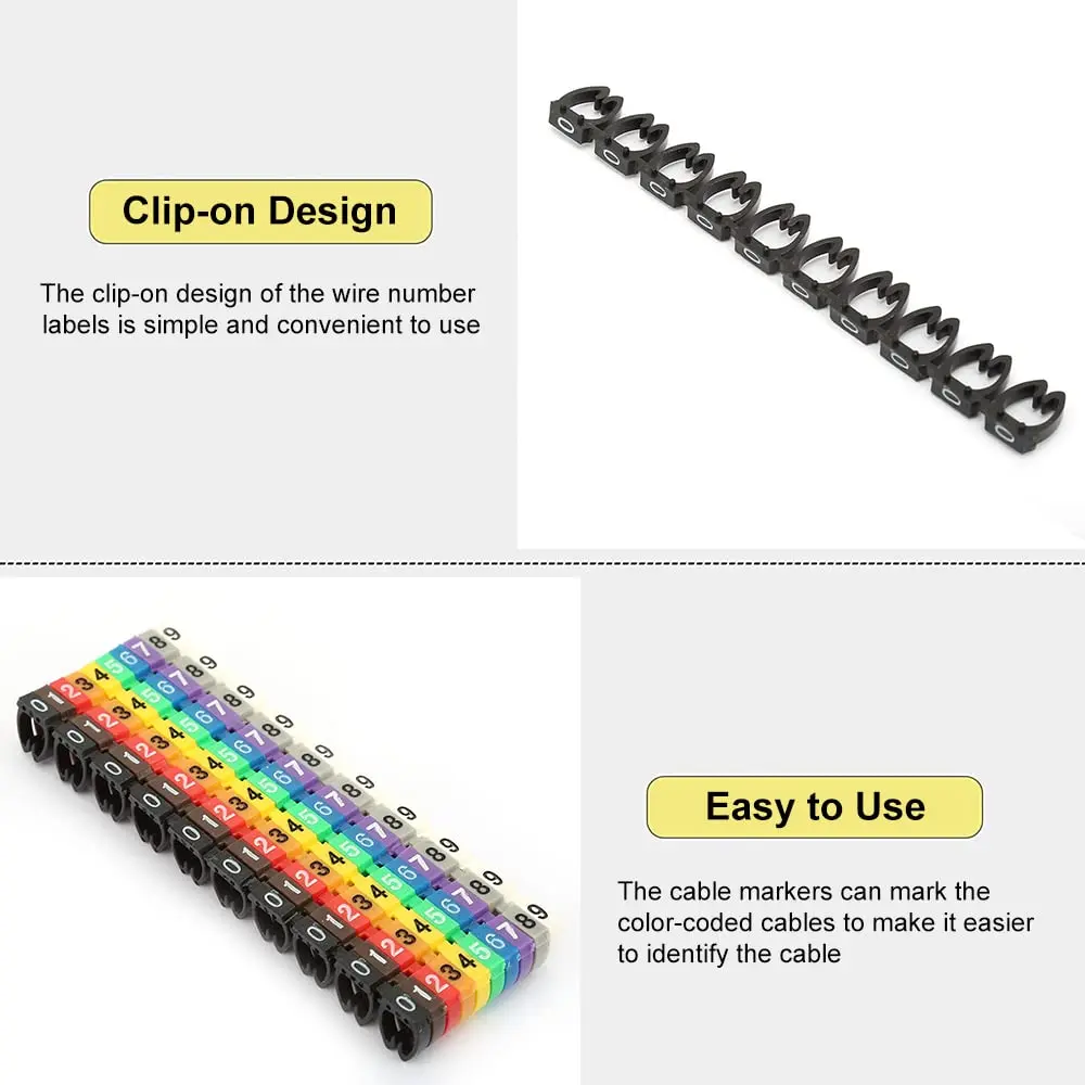 Fafeicy Wire Markers 100 PCS KCM-6MM Square | Bright Color Cables Label for Easy Identification - view 4