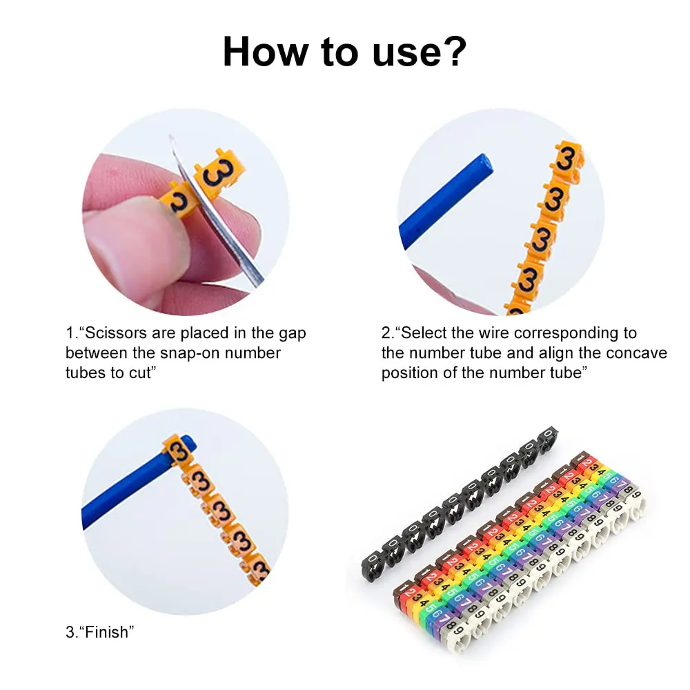 Fafeicy Wire Markers 100 PCS KCM-6MM Square | Bright Color Cables Label for Easy Identification - view 3