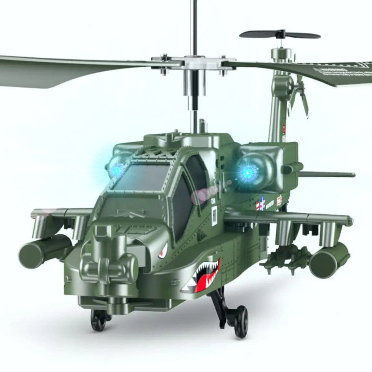 POCO DIVO Apache AH-64 Helicopter RC Flight Infrared 3CH Gyro Military Model | 8.7" L x 2.8" W x 3.7" H | 190mm Main Rotor - main product image