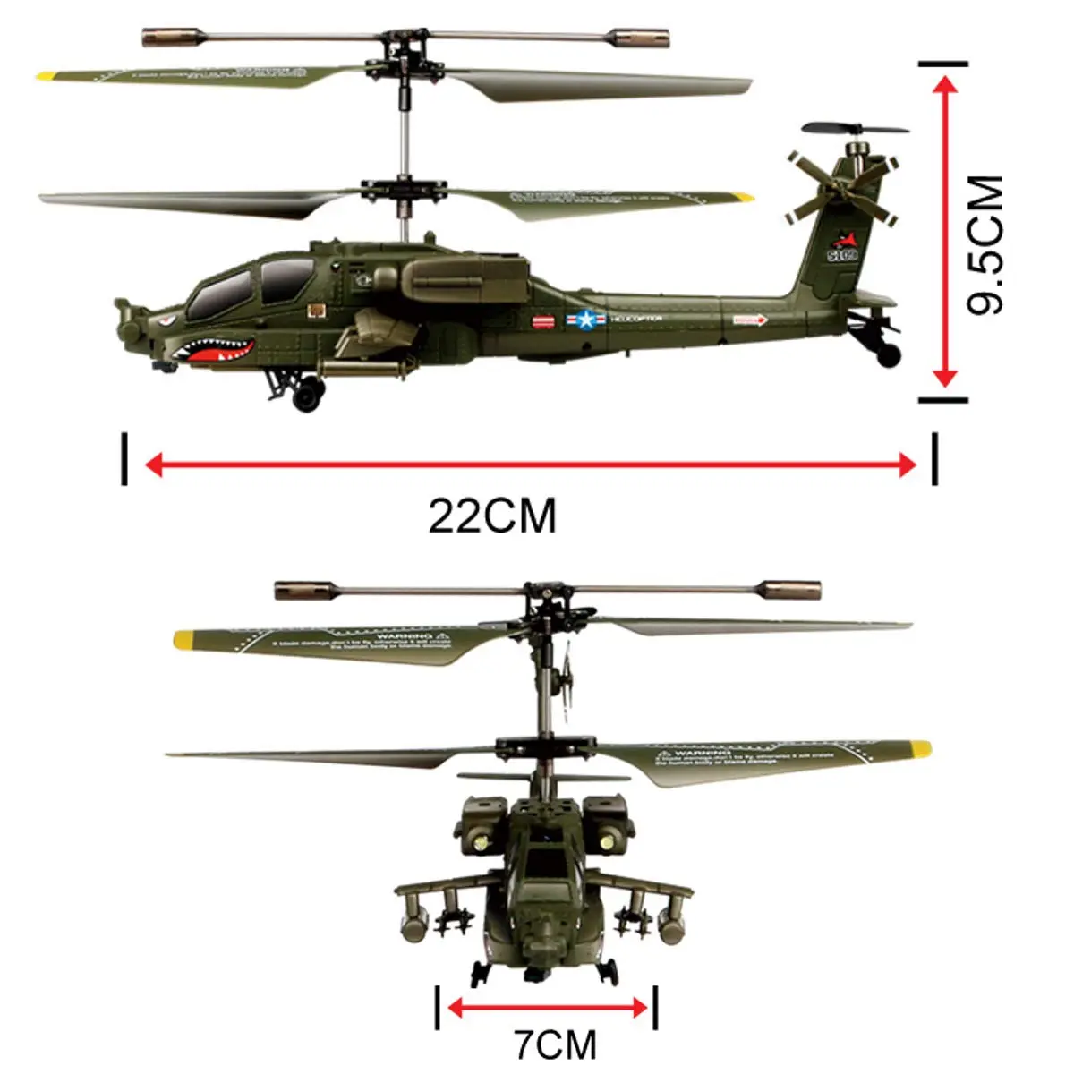 POCO DIVO Apache AH-64 Helicopter RC Flight Infrared 3CH Gyro Military Model | 8.7" L x 2.8" W x 3.7" H | 190mm Main Rotor - view 6