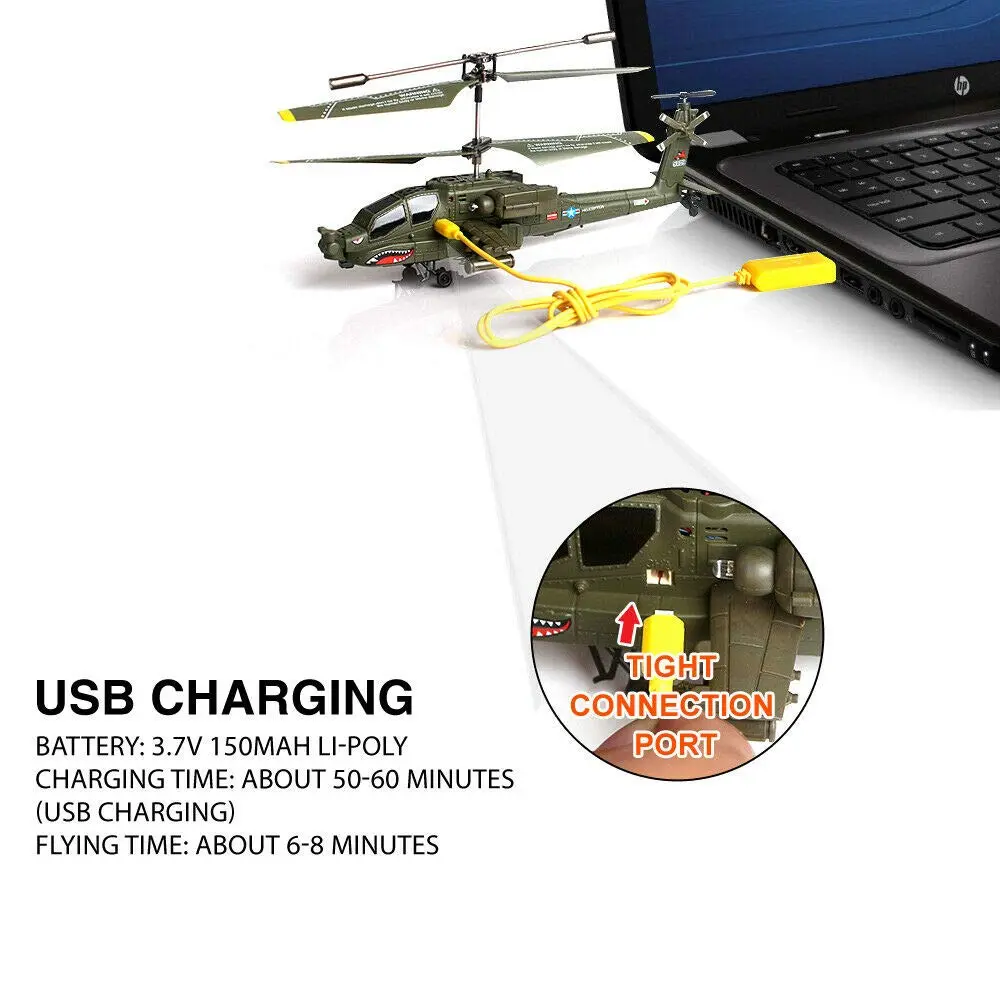 POCO DIVO Apache AH-64 Helicopter RC Flight Infrared 3CH Gyro Military Model | 8.7" L x 2.8" W x 3.7" H | 190mm Main Rotor - view 7