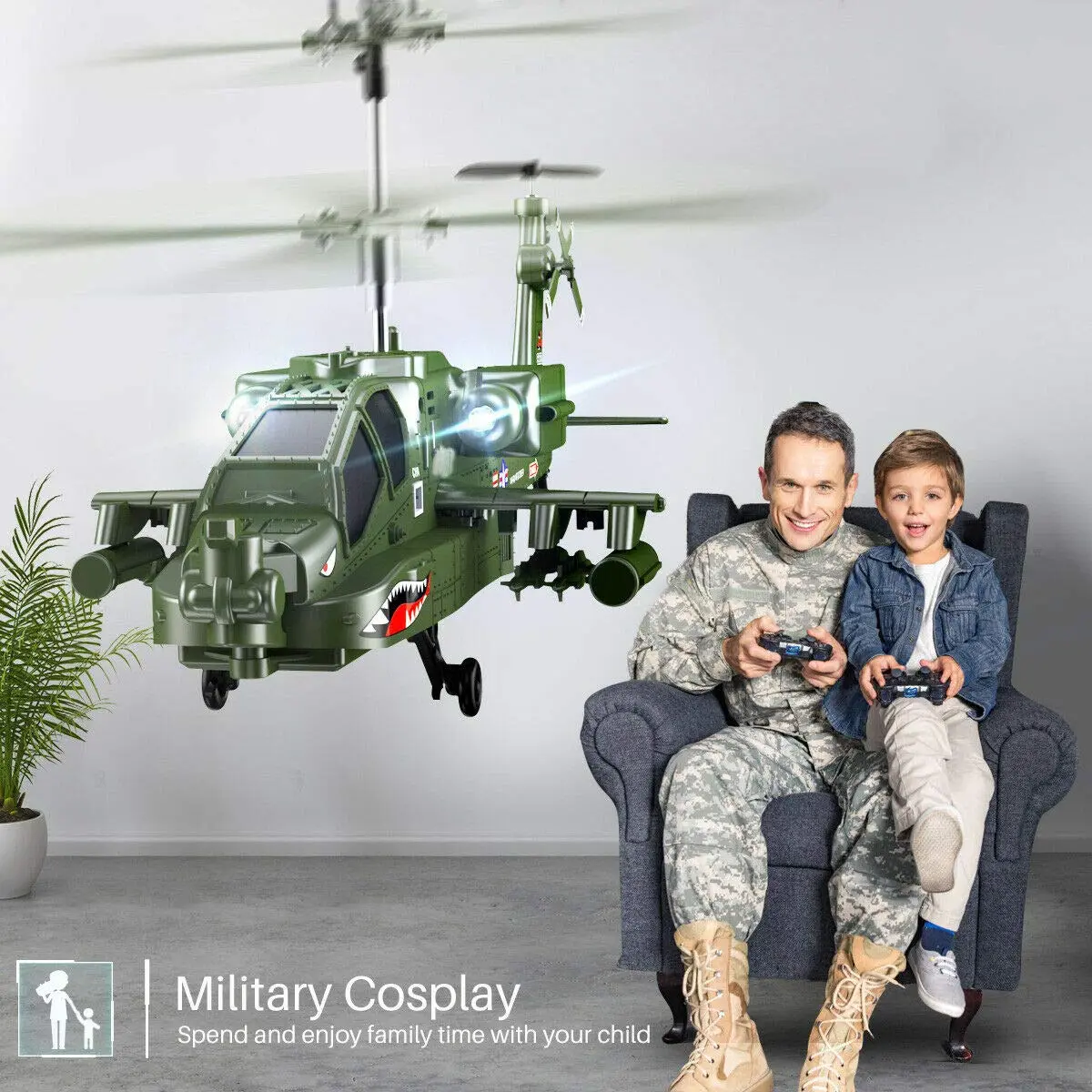 POCO DIVO Apache AH-64 Helicopter RC Flight Infrared 3CH Gyro Military Model | 8.7" L x 2.8" W x 3.7" H | 190mm Main Rotor - view 9