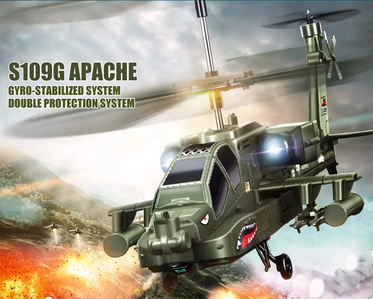 POCO DIVO Apache AH-64 Helicopter RC Flight Infrared 3CH Gyro Military Model | 8.7" L x 2.8" W x 3.7" H | 190mm Main Rotor - view 3