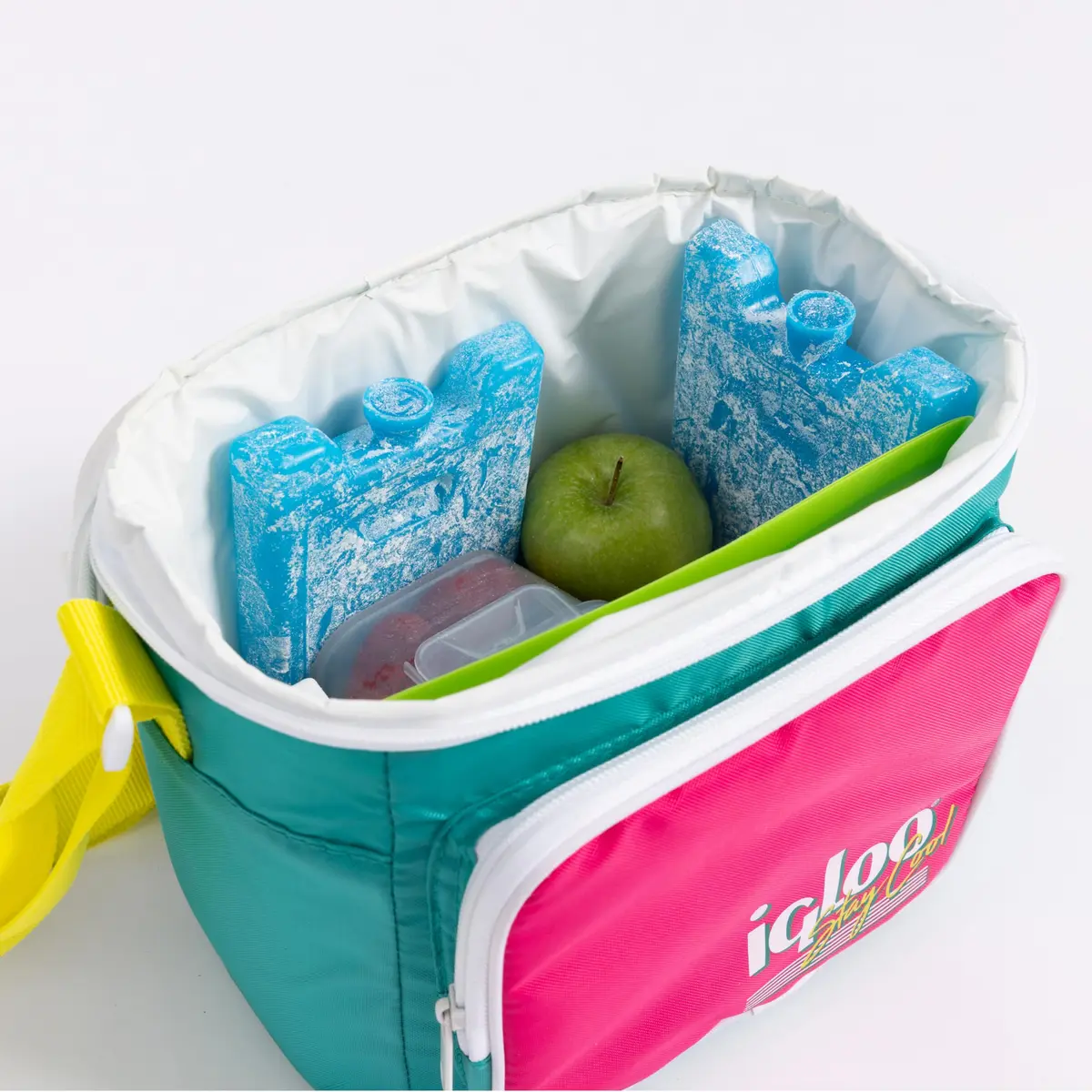 Igloo Retro Collection Square Lunch Bag with Leakproof Insulation, 9 Can Capacity, Neon Color - view 7