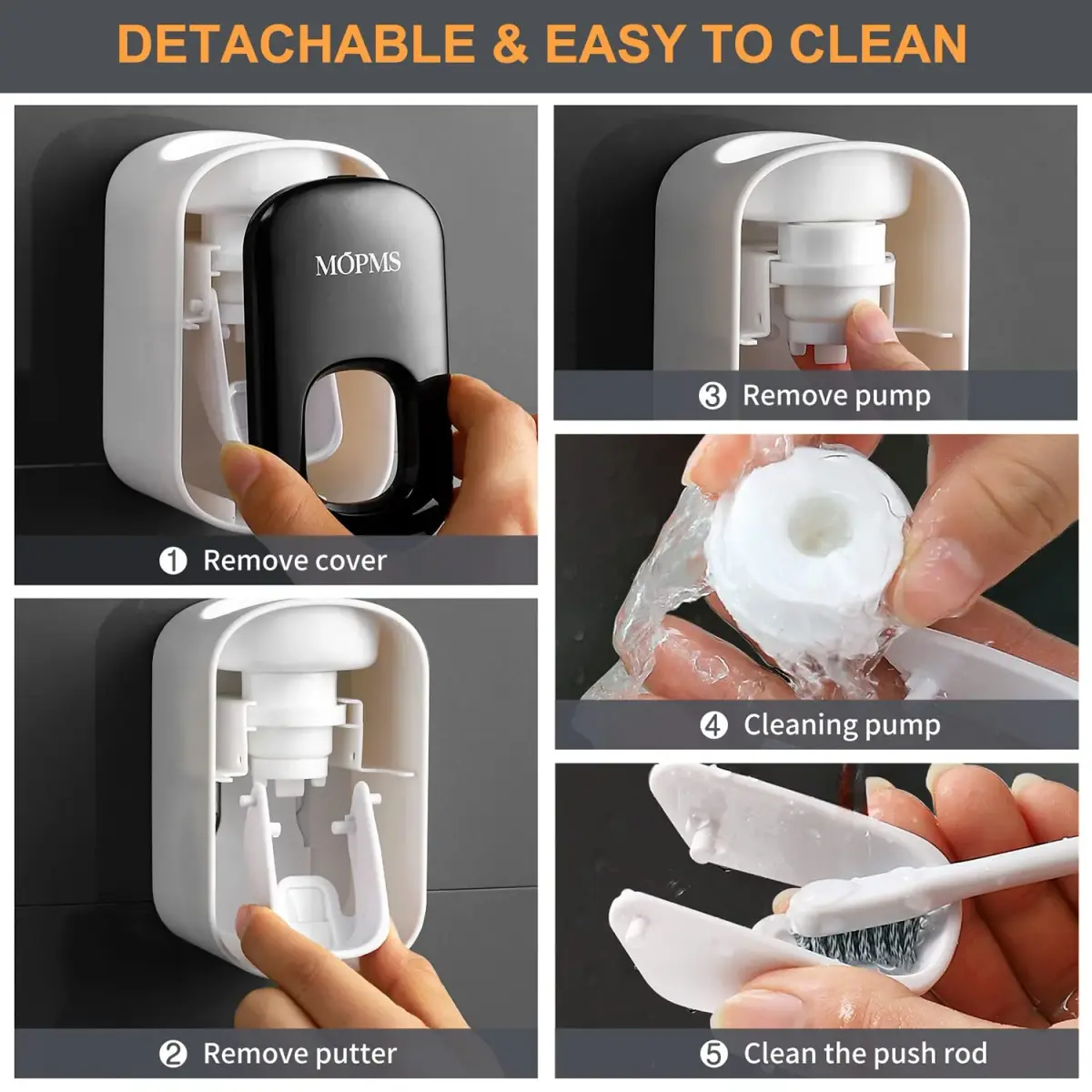 MOPMS Automatic Toothpaste Dispenser Black 1Pc | Hands-Free Squeeze for Kids & Adults - view 5