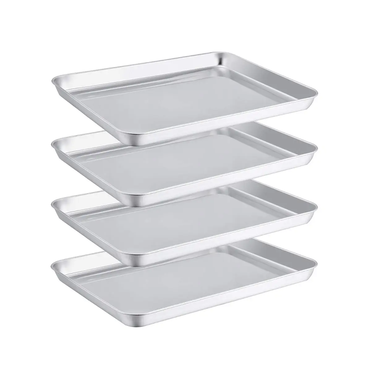 TeamFar 4 PCS Stainless Steel Toaster Oven Pan 10.5"x8"x1" | Healthy, Durable & Easy to Clean - main product image