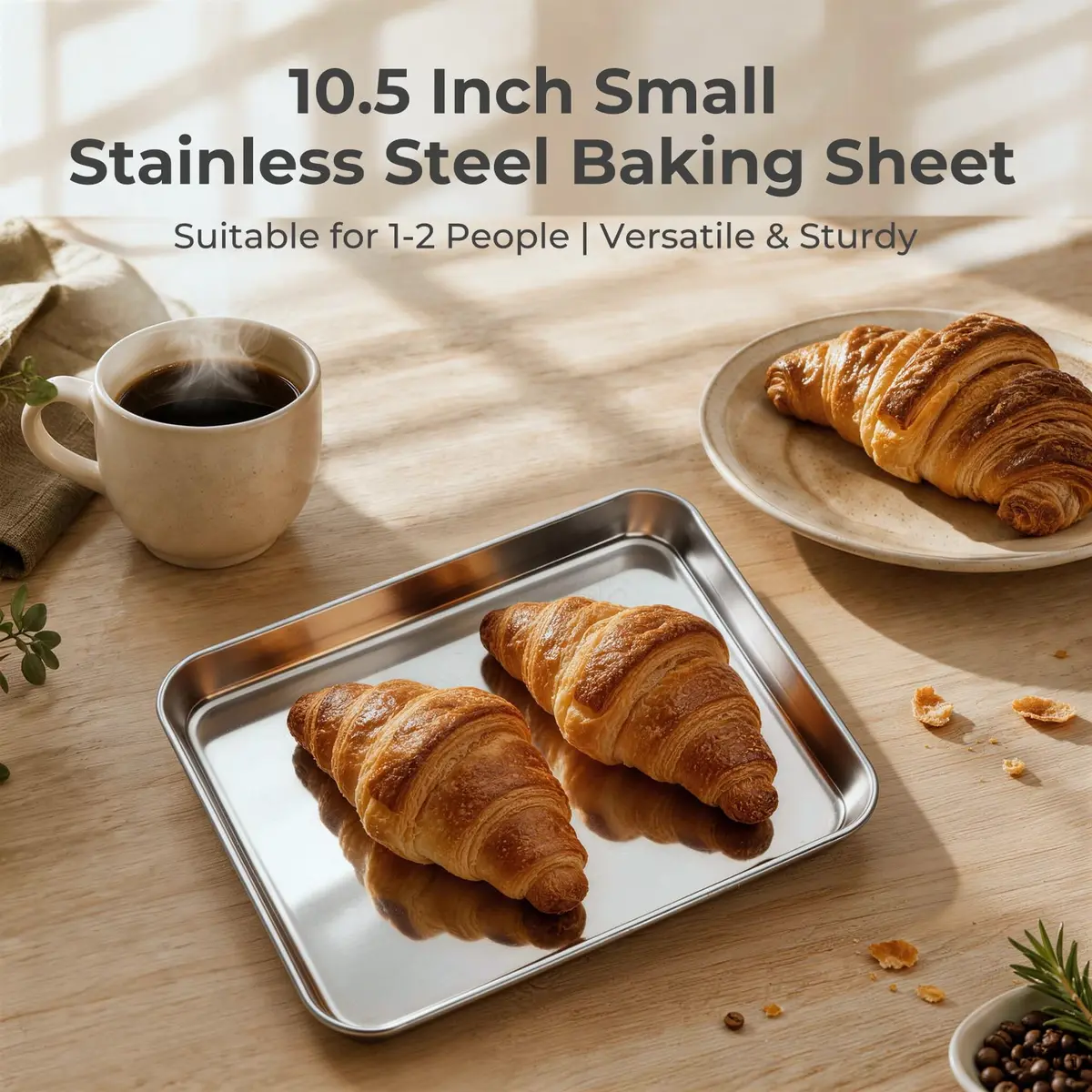 TeamFar 4 PCS Stainless Steel Toaster Oven Pan 10.5"x8"x1" | Healthy, Durable & Easy to Clean - view 5