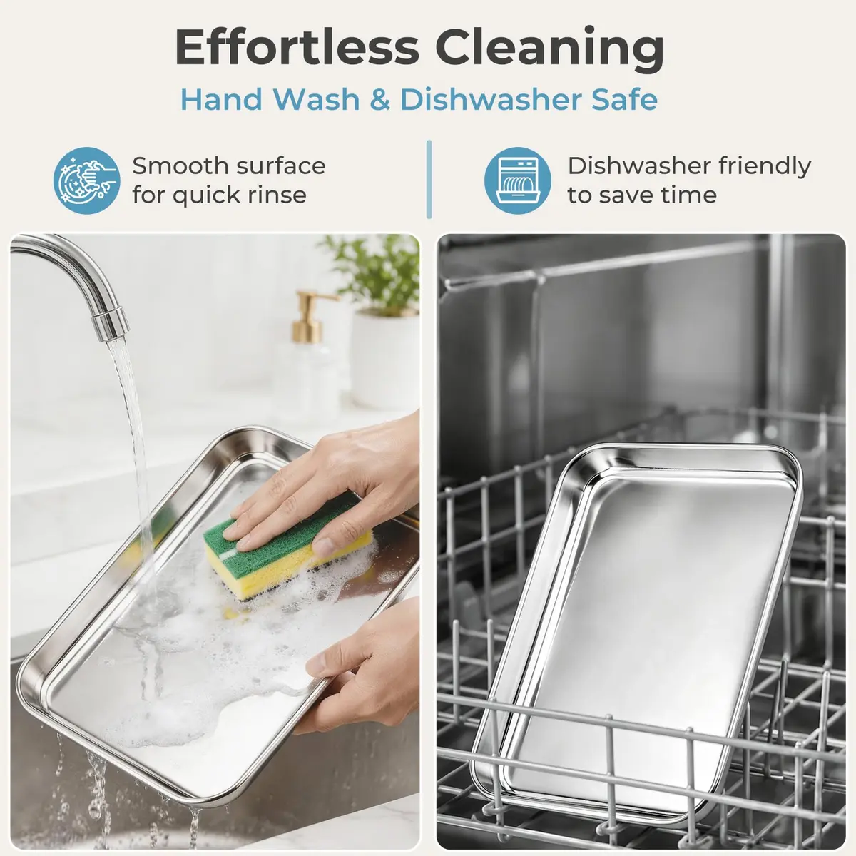 TeamFar 4 PCS Stainless Steel Toaster Oven Pan 10.5"x8"x1" | Healthy, Durable & Easy to Clean - view 7