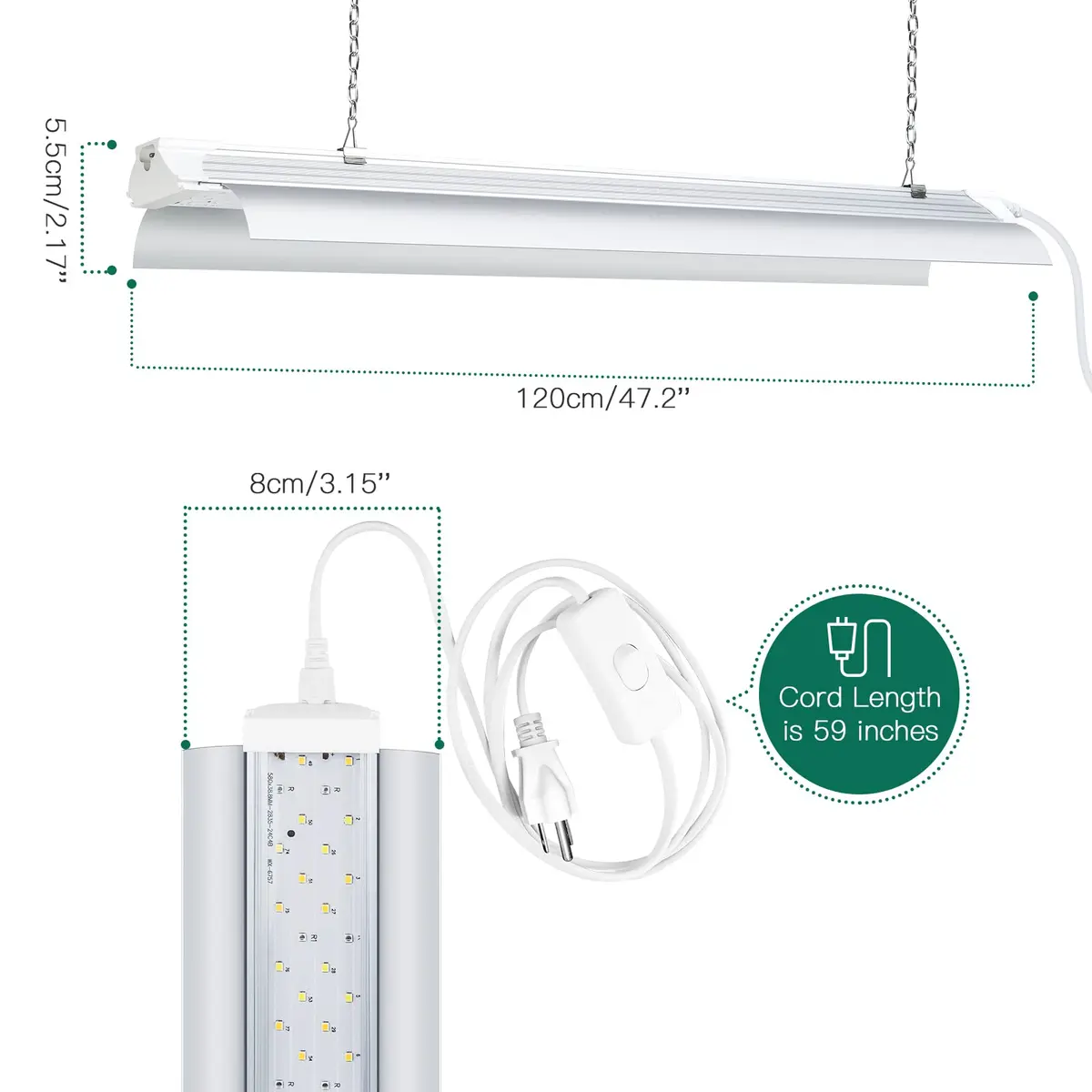SZHLUX Grow Light 4FT 140W | Full Spectrum Indoor Plant Light, Linkable, 4 Connected Max, 2-Year Warranty - view 4