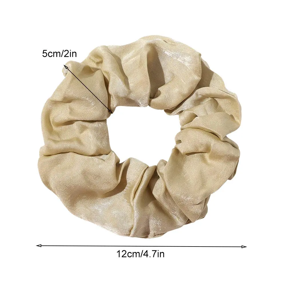 Ivyu Silk Satin Scrunchies for Women - 4-Pack, Gray Dark Green Light Green Beige | Gentle Hold for All Hair Types - view 5