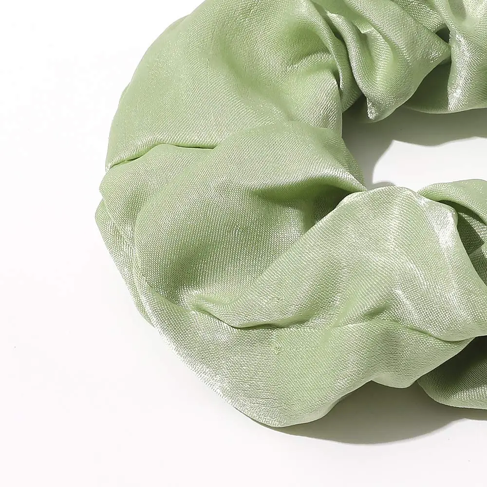 Ivyu Silk Satin Scrunchies for Women - 4-Pack, Gray Dark Green Light Green Beige | Gentle Hold for All Hair Types - view 6