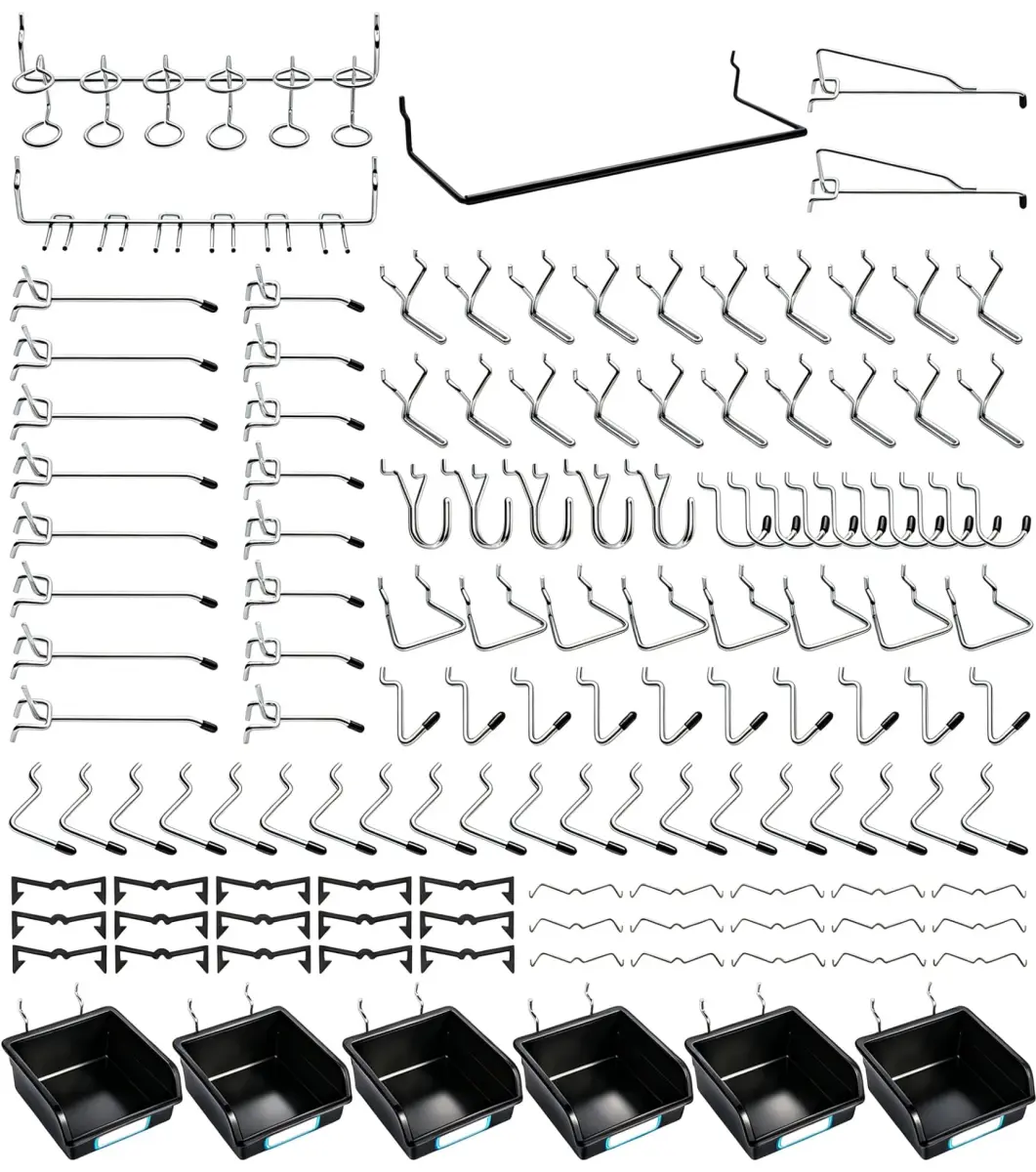 FRIMOONY 188-Piece Pegboard Hook and Accessory Set with Bins and Locks | 1.56 kg (3.44 lb) - main product image