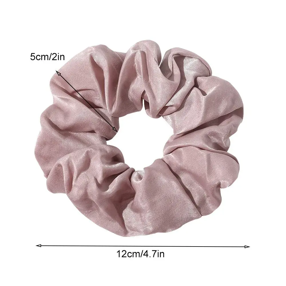 Ivyu Silk Satin Scrunchies - No Crease Hair Ties for Women, Thick Hair Ponytail Holders with Soft Elastic Bands (4 Count, Gray Pink Light Pink Light Purple) - view 5