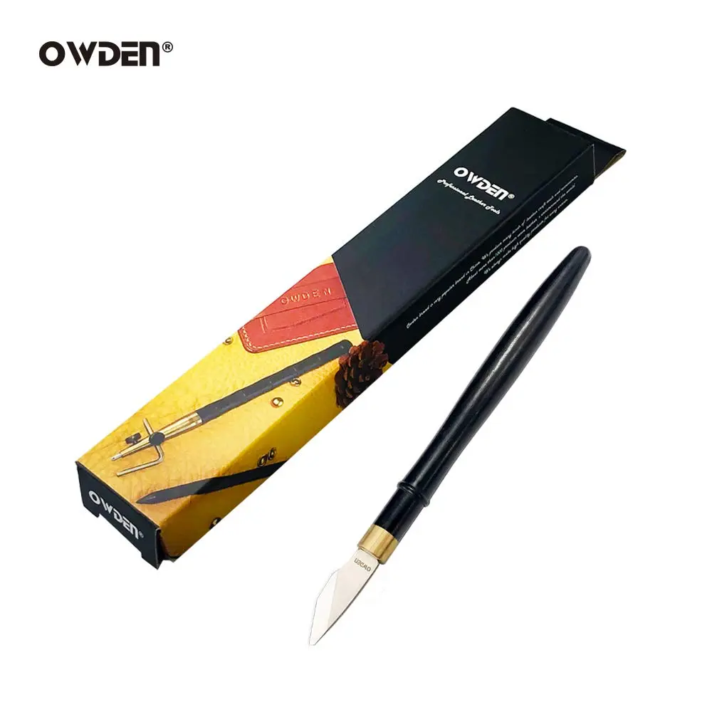OWDEN Precision Leather Carving and Cutting Knife | Alloy Steel Blade, Ebony Handle | 157mm (6.18in) - view 7