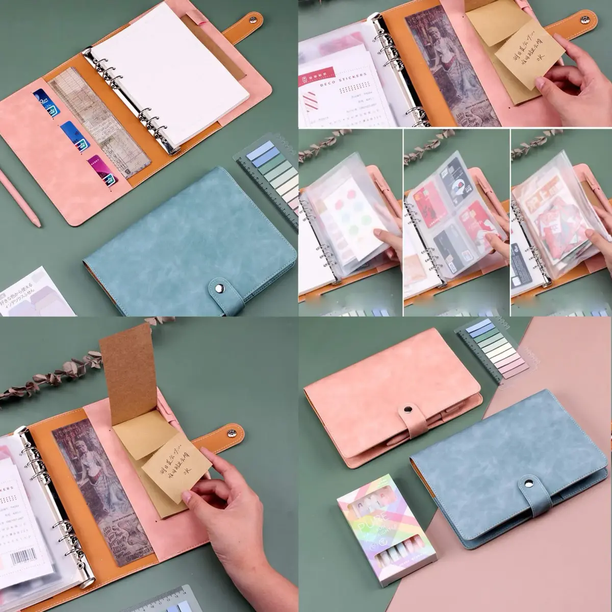 tutata A5 PU Leather Notebook Binder Pink 18.3 cm (7.2 in) | Refillable 6-Ring Cover for A5 Filler Paper - view 4