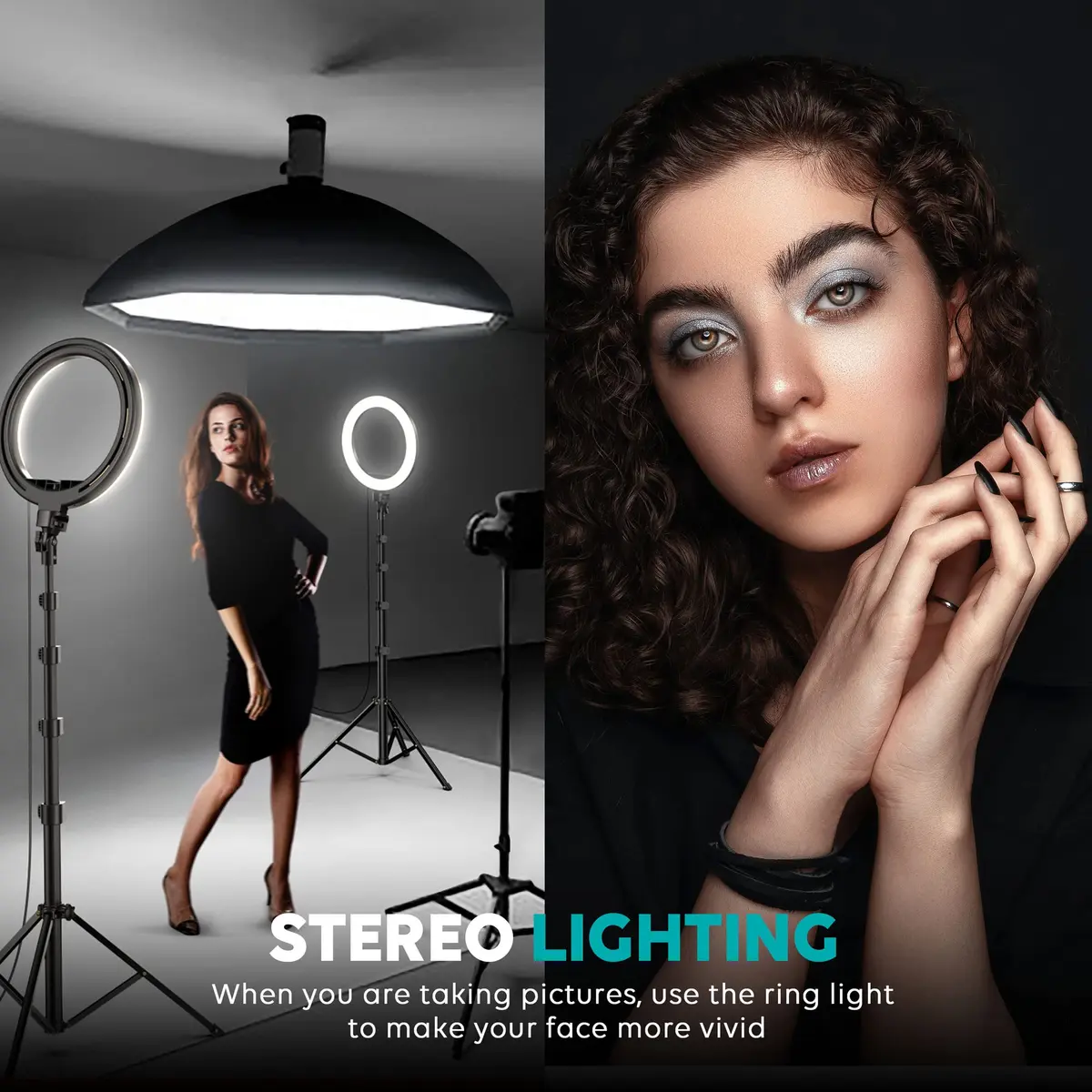 Weilisi 10" Ring Light with Stand 72'' Tall & Phone Holder | 38 Color Modes Selfie Light with Tripod, Dimmable, Speed Control, for YouTube & Makeup - view 3