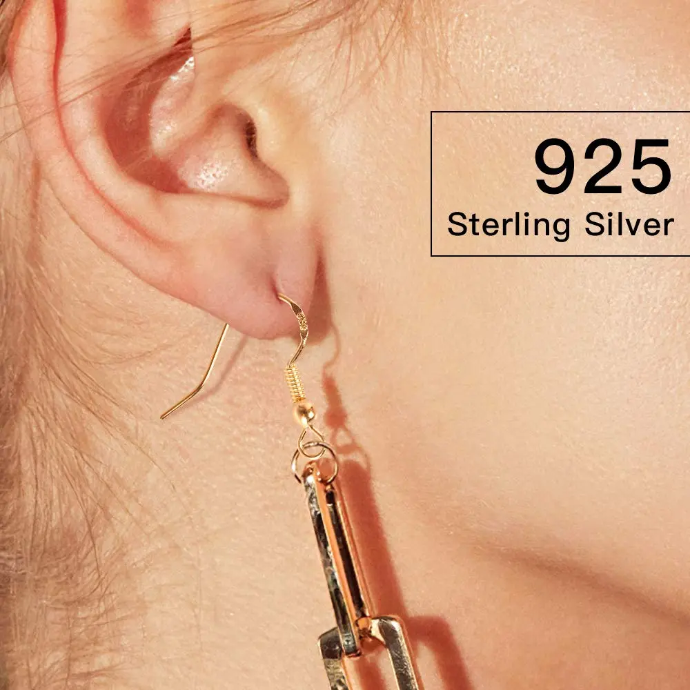 Lhedon 925 Sterling Silver Earring Hooks 200 PCS | Hypoallergenic Jewelry Making Kit with Jump Rings & Backs - view 5