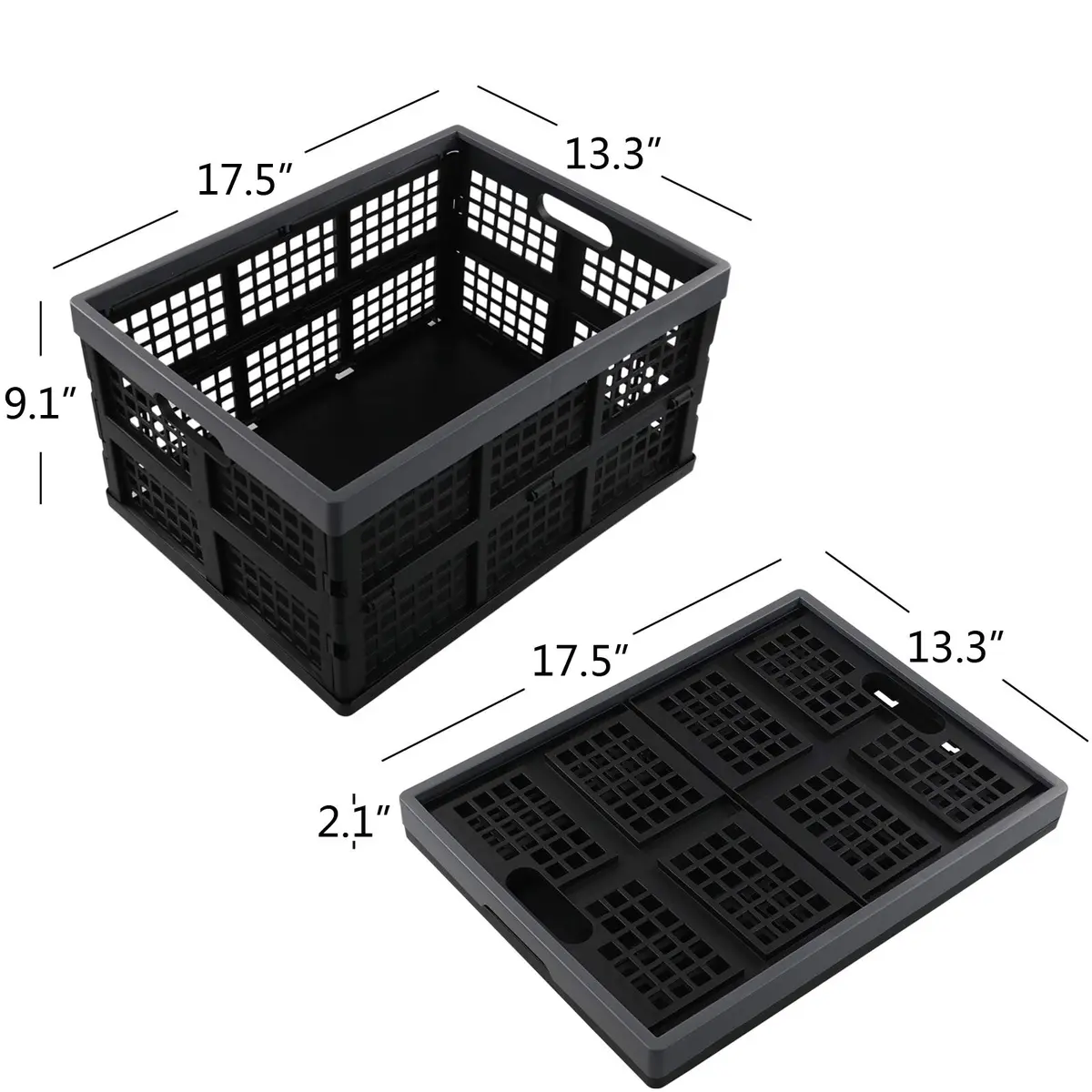 Sosody 34 L Plastic Storage Milk Crates, Large Collapsible Basket | Foldable, Durable & Spacious (70-120c) - view 2
