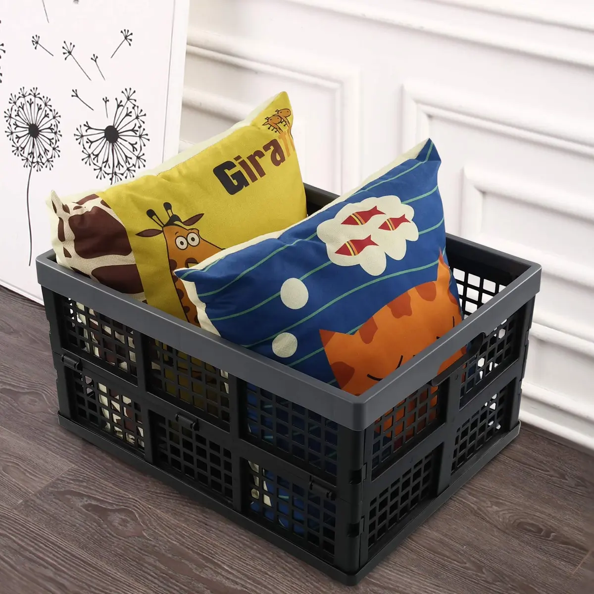 Sosody 34 L Plastic Storage Milk Crates, Large Collapsible Basket | Foldable, Durable & Spacious (70-120c) - view 3