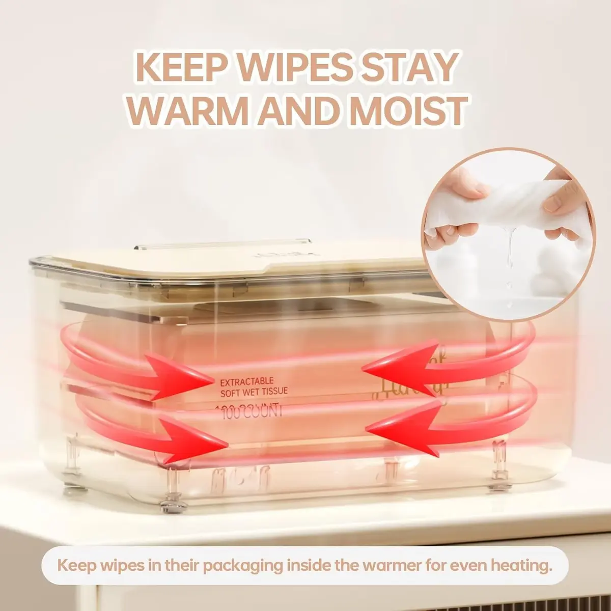 Chefhandy Yellow Baby Wipe Warmer with Surround Heating & 3 Heat Settings | Large Capacity for 100 Wipes - view 7