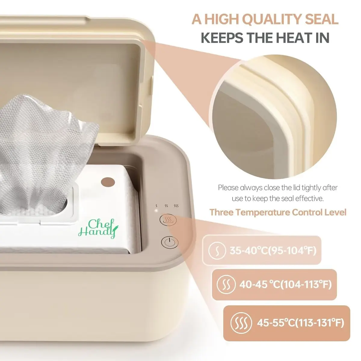Chefhandy Yellow Baby Wipe Warmer with Surround Heating & 3 Heat Settings | Large Capacity for 100 Wipes - view 2