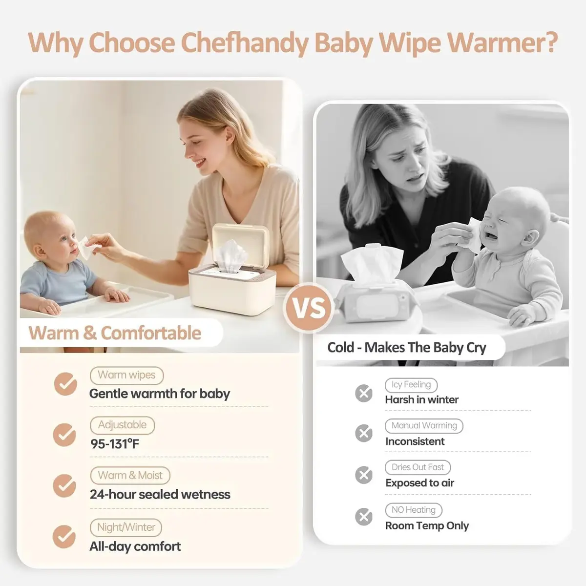 Chefhandy Yellow Baby Wipe Warmer with Surround Heating & 3 Heat Settings | Large Capacity for 100 Wipes - view 3