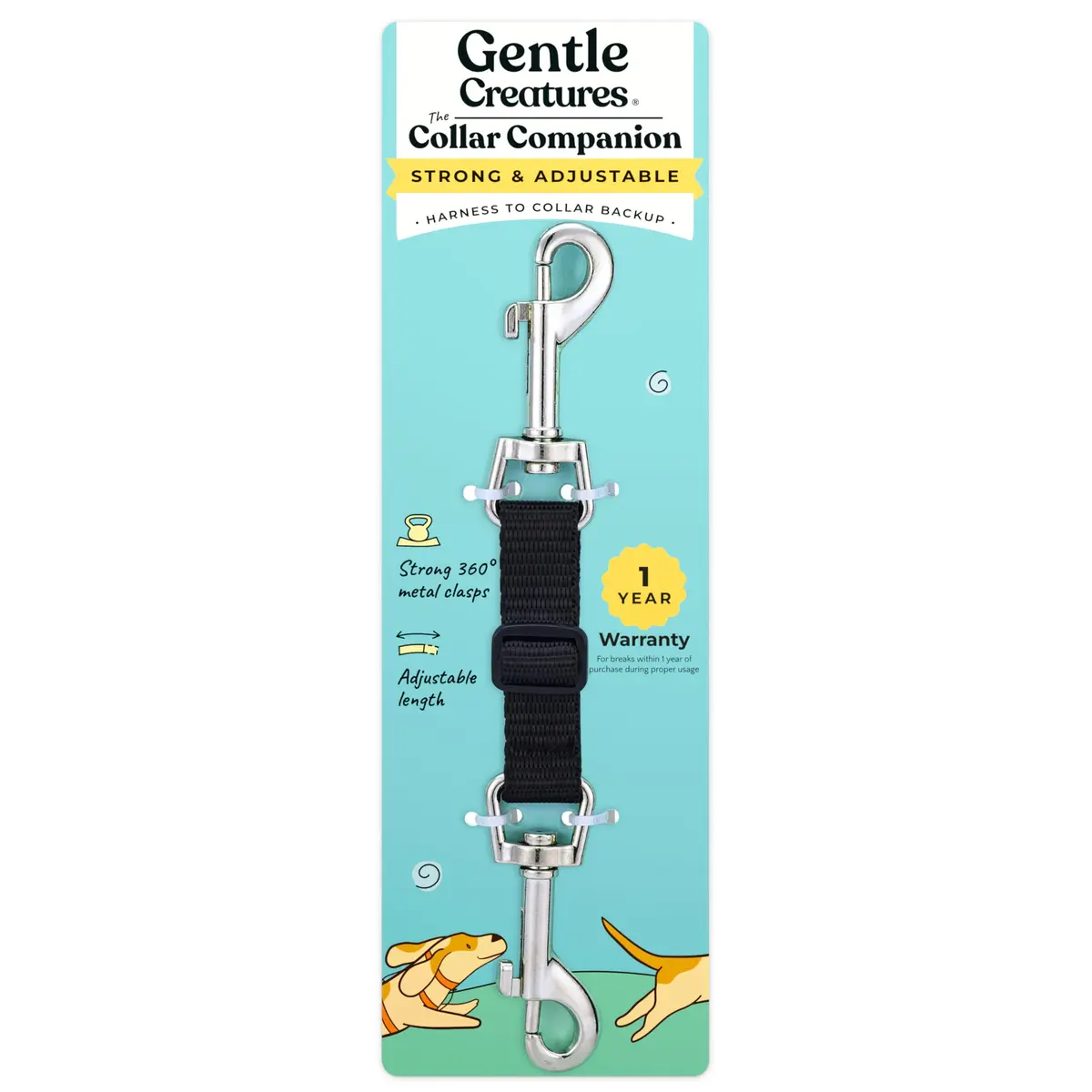 Gentle Creatures Collar Companion Adjustable Dog Safety Backup Clip | Secure, Durable & Adjustable (7-8 inches) - main product image