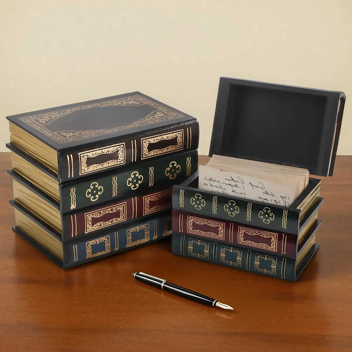 Tosnail Decorative Book Boxes Set of 2 | Rustic Flower Pattern, 20cm (7.9") x 14cm (5.4") x 16cm (6.1") - view 5