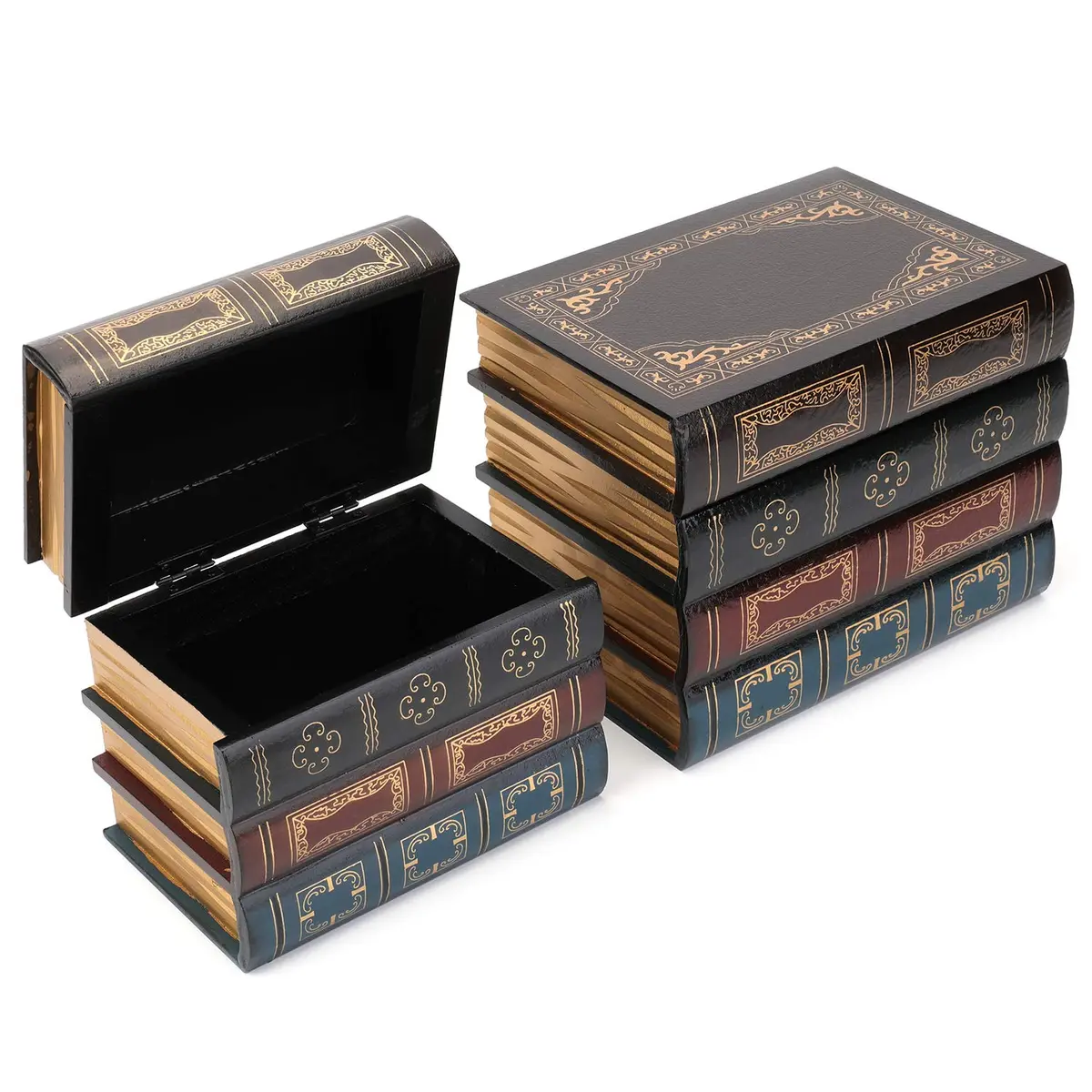 Tosnail Decorative Book Boxes Set of 2 | Rustic Flower Pattern, 20cm (7.9") x 14cm (5.4") x 16cm (6.1") - view 6
