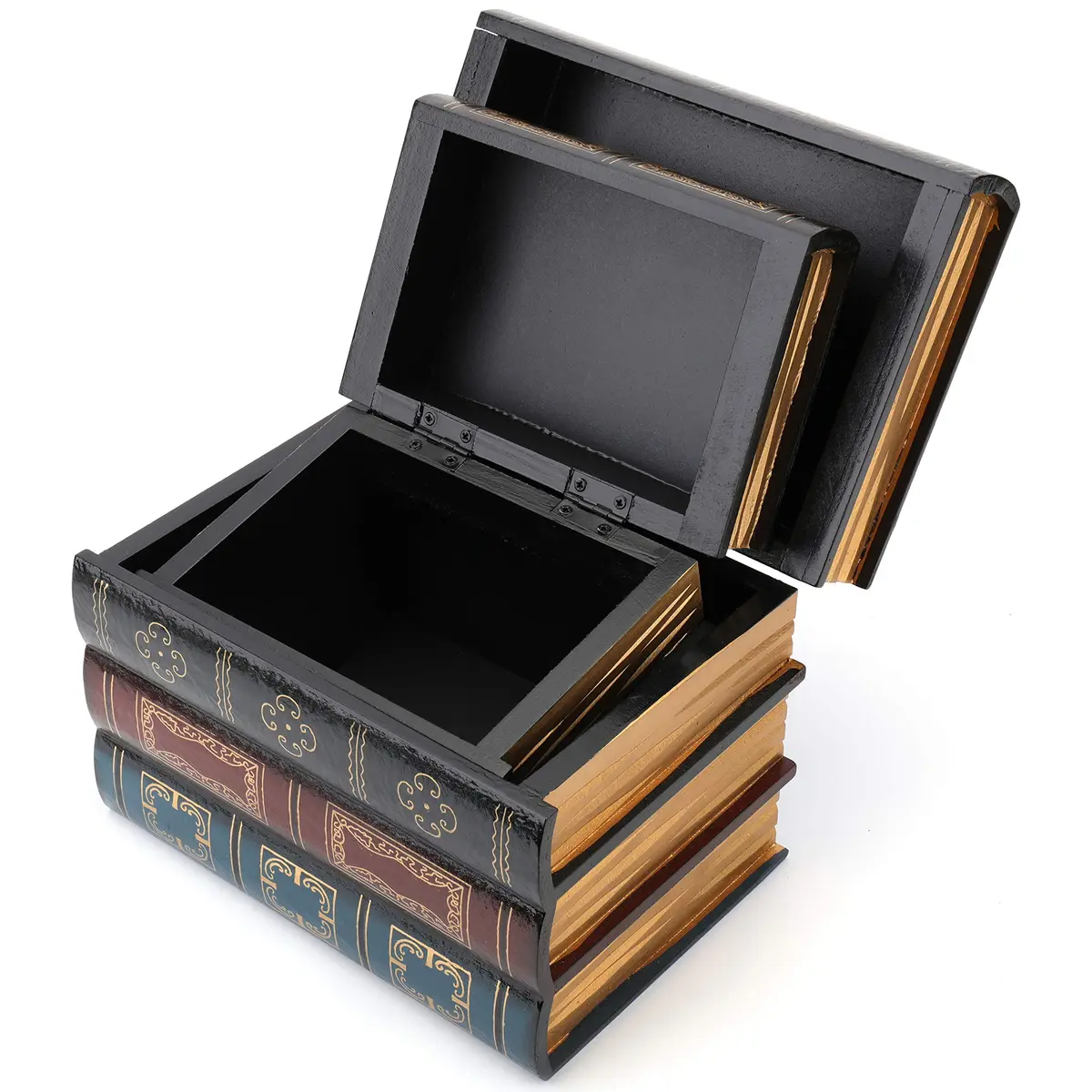Tosnail Decorative Book Boxes Set of 2 | Rustic Flower Pattern, 20cm (7.9") x 14cm (5.4") x 16cm (6.1") - view 7