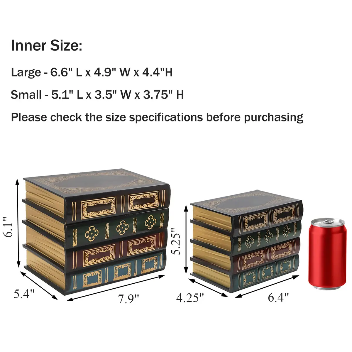 Tosnail Decorative Book Boxes Set of 2 | Rustic Flower Pattern, 20cm (7.9") x 14cm (5.4") x 16cm (6.1") - view 2