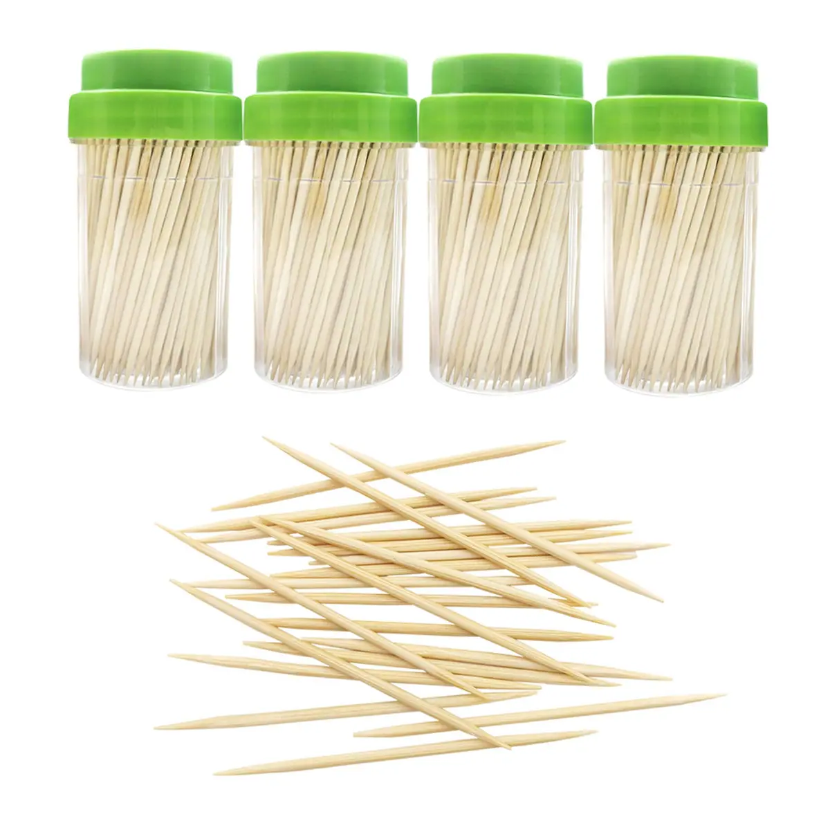 BLUE TOP Bamboo Toothpicks 1000 PCS in 4 Bottles | Eco-Friendly Natural Bamboo, Sturdy & Smooth (70-120 chars) - main product image