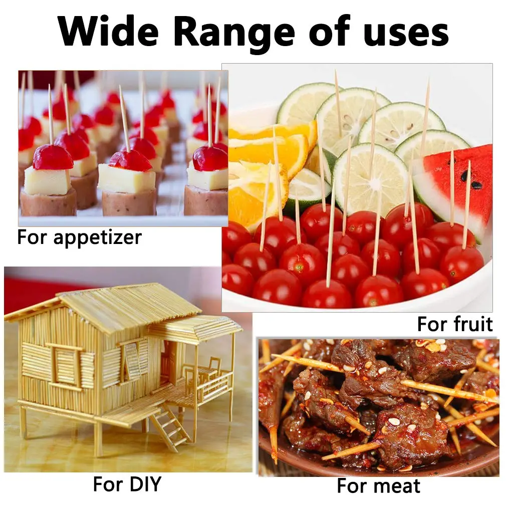 BLUE TOP Bamboo Toothpicks 1000 PCS in 4 Bottles | Eco-Friendly Natural Bamboo, Sturdy & Smooth (70-120 chars) - view 6