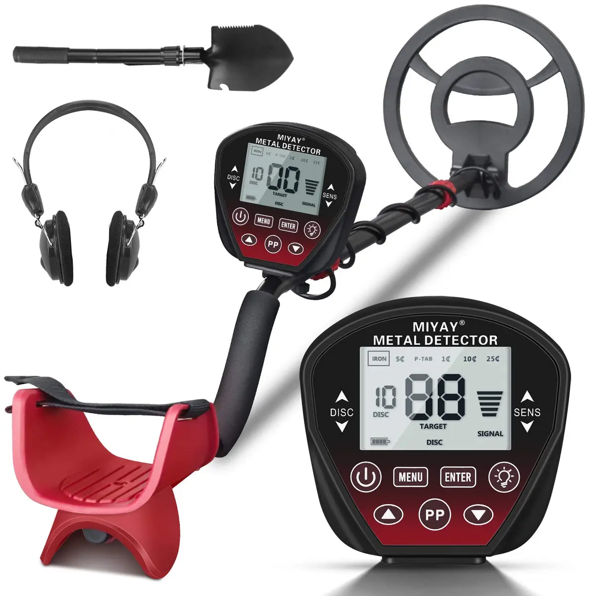 MIYAY Professional Metal Detector for Adults with LCD Display & 5 Modes | 10-inch Waterproof Search Coil & 2.1 kg - main product image
