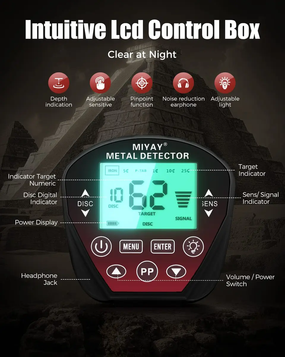 MIYAY Professional Metal Detector for Adults with LCD Display & 5 Modes | 10-inch Waterproof Search Coil & 2.1 kg - view 5
