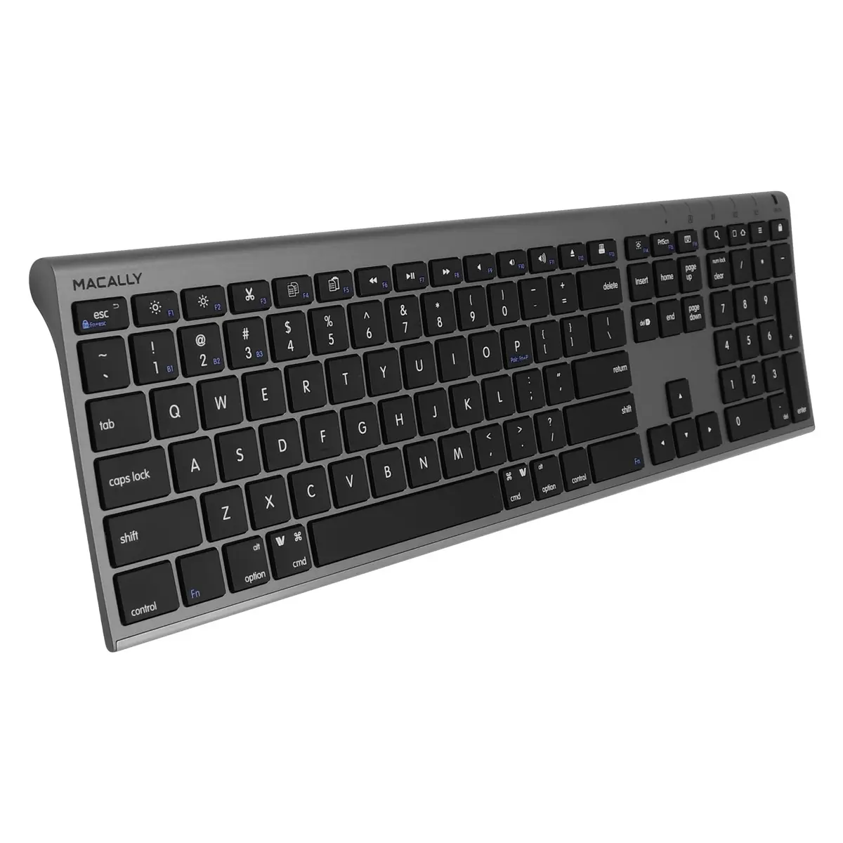 Macally ACEBTKEYSG Wireless Bluetooth Keyboard for Mac - 110 Keys, 20 Shortcuts, Numeric Keypad, Space Gray - main product image
