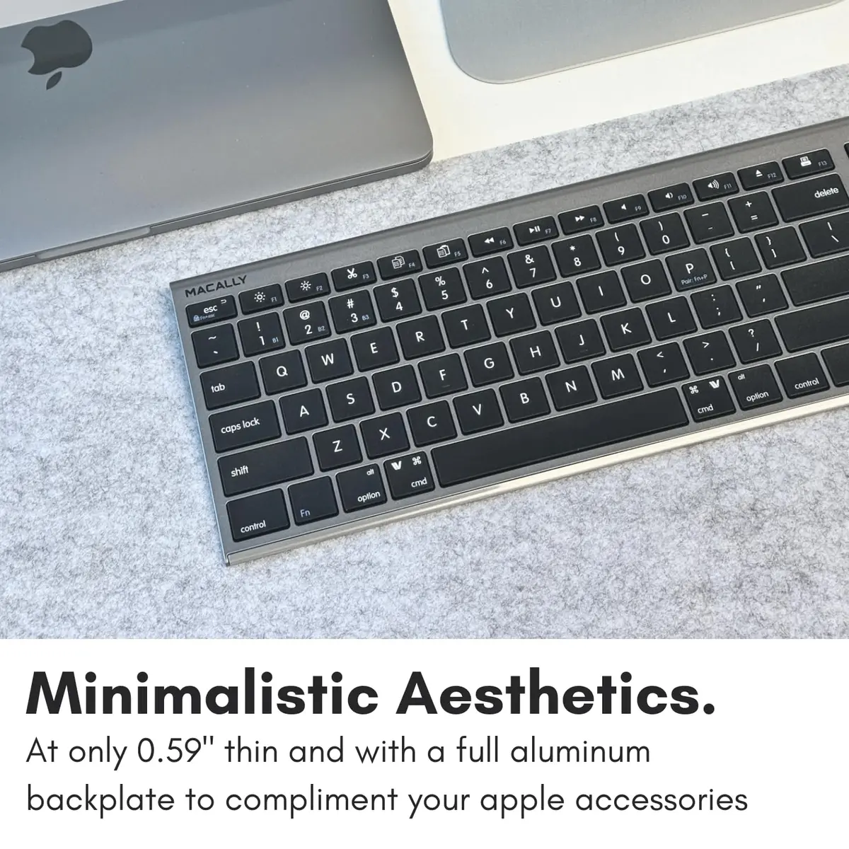 Macally ACEBTKEYSG Wireless Bluetooth Keyboard for Mac - 110 Keys, 20 Shortcuts, Numeric Keypad, Space Gray - view 6