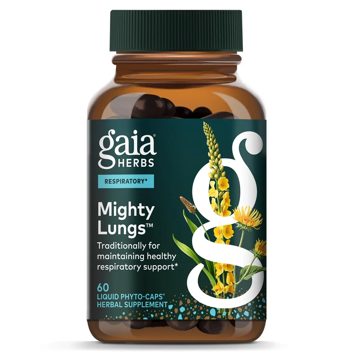 Gaia Herbs Mighty Lungs Vegan Capsules 60 Count (180 Vegan Capsules) | Supports Respiratory Health - main product image